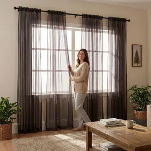 Curtain Club 4 Panels 52x84inch Premium Glowing Voile Sheer Curtain Rod Pocket Light Filtering Drapery Soft Transparent Easy Installation for Elegant Home Decor FT2508,Sheer,Woven,Rod,Pocket,Curtains