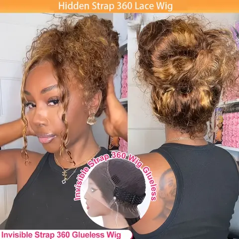 Highlight 360 HD Lace Front Wig Human Hair Human Hair P427 Blonde Deep Wave 360 Lace Frontal Human Hair Wigs 180 Density Curly Wave Full Lace Wig