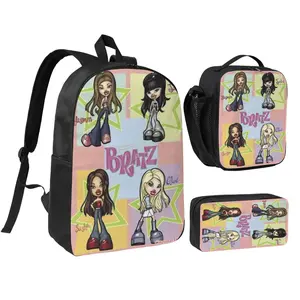 Spacious Bratz Backpack 3pcs Set Bratz fashion pixiez Daily School Backpack with Insulated Lunch Bag & Pencil Pouch Practical Trendy Bratz doll Bag Birthday & Back to School Gifts