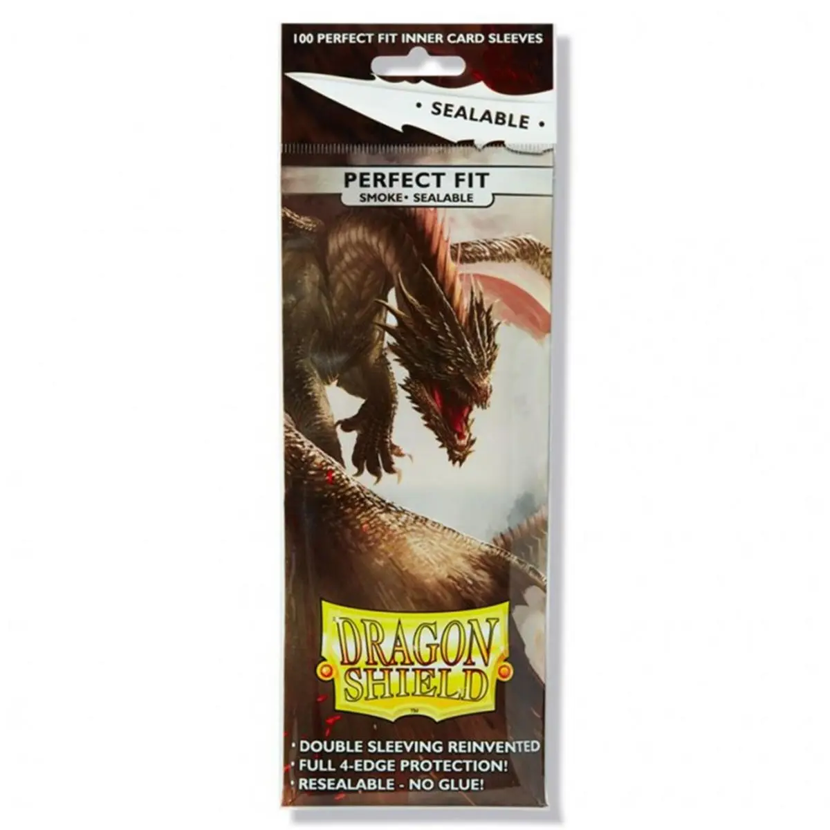 Dragon Shield Sealable Perfect Fit Trading Card Inner Sleeves - Arcane Tinmen ATM13223, Polypropylene Material, Smoke Back, 100-Count (212 MAIN), Trading Card Sleeve