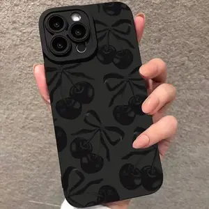 Cherry Pattern Phone Case, Decorative Phone Protector Cover, Phone Accessories Compatible with iPhone 16 15 14 13 12 11Plus/Pro/Pro Max