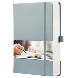 Lined Journal Notebook - 256 Numbered Pages 120gsm Thick Leather Journal with Sticky Notes, A5 Hardcover College Ruled Notebook for Women Men Work School Writing, Medium 5.75" x 8.38"