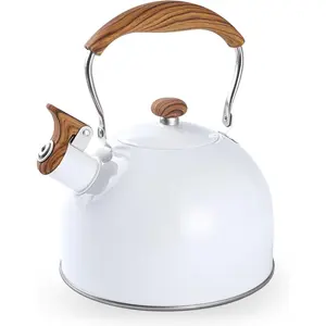 Kettle,  85 OZ / 2.5 Liter Whistling  Kettle,  Pots for Stove Top  Grade Stainless Steel with   Folding Handle, Loud Whistle Kettle for , Coffee, Milk - Gloss White