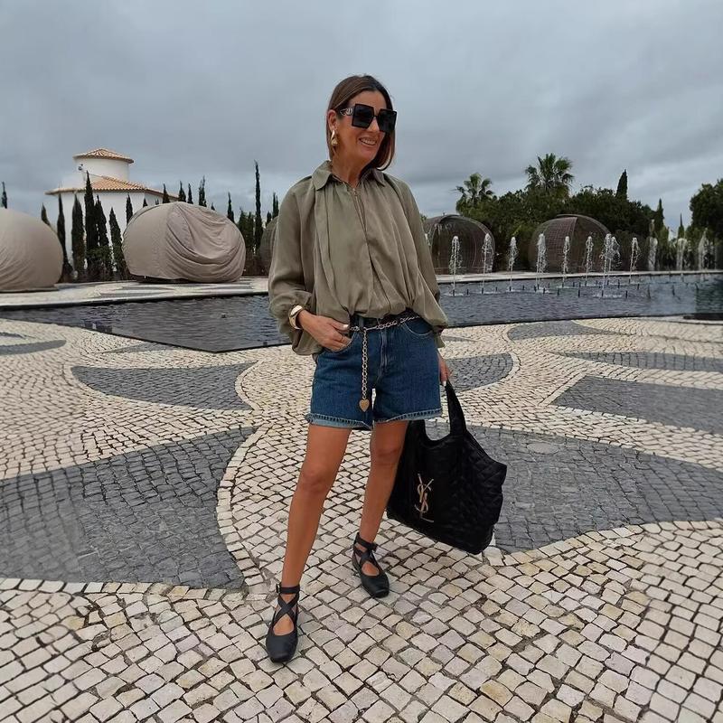 Women's Puffy Pilot Jacket Coat Womenswear Tops Outerwear Long Sleeve Casual Fitted Army Green Basic Crewneck Minimalist Fitted Everyday Khaki