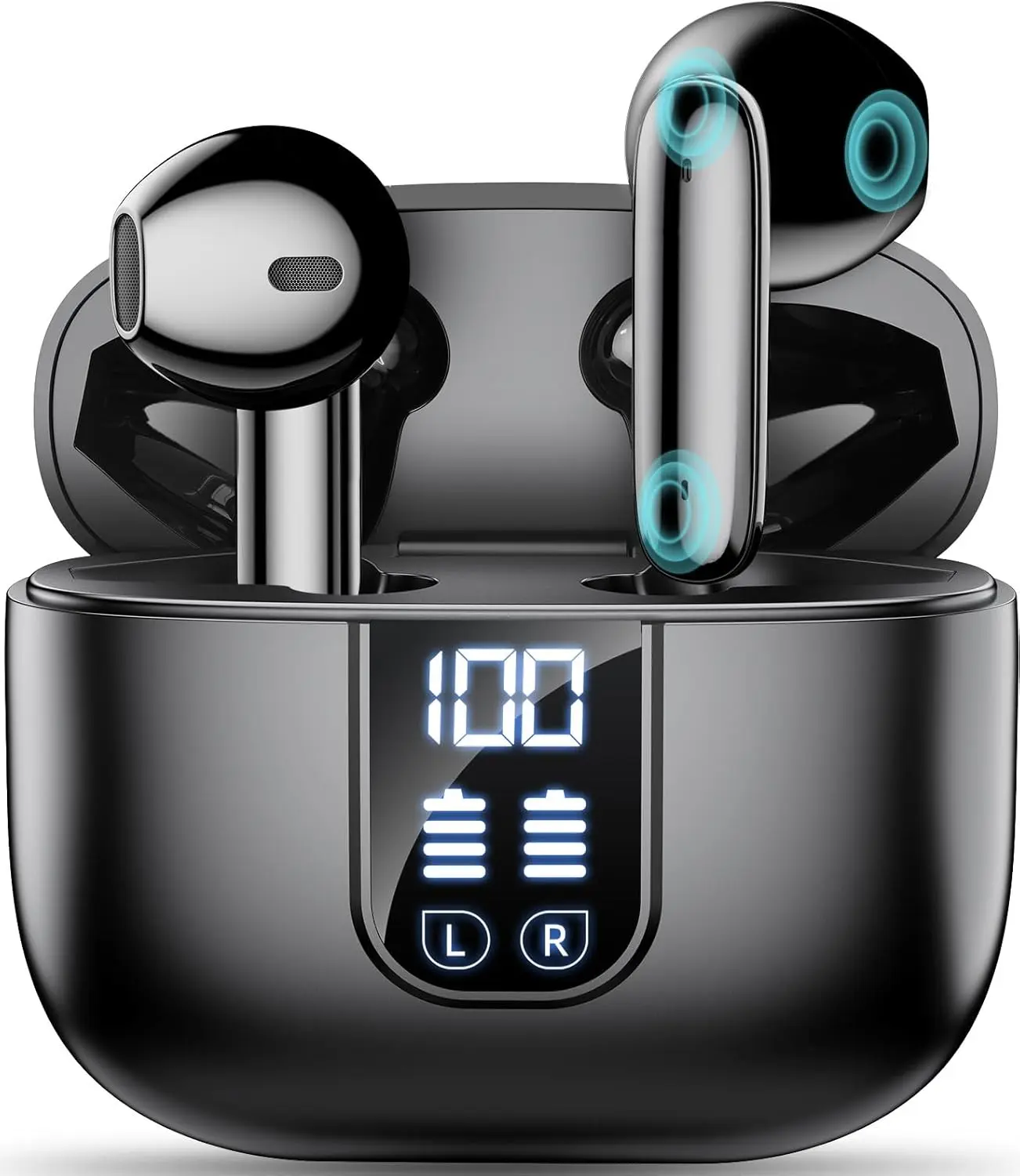 Bluetooth Headset True Wireless IPX7 Waterproof in-Ear Headset,Bluetooth 5.2 Touch Control with Microphone,50H Playback LED Power Display,TV,Smartphone,PC,Laptop