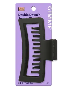 Gimme Beauty Claw Clip Thick Rectangle Xtra Large Double Teeth Black 1 Ct