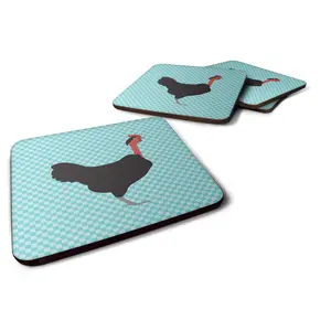 Naked Neck Chicken Blue Check Foam Coaster Set of 4 BB8013FC