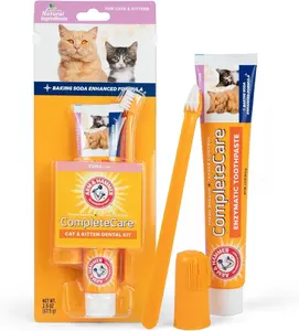 Arm & Hammer for Pets Complete Care Dental Kit with 2.5 oz Enzymatic Cat Toothpaste, Cat Toothbrush & Rubber Finger Brush for Cats