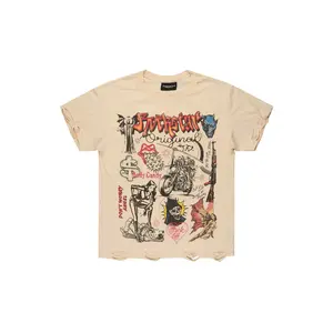 Shootah Beige Oversized Graphic T-Shirt