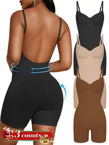Women's Solid Backless Adjustable Strap Shapewear Bodysuit, Tummy Control Butt Lifting Seamless Shaper, Women's Shapewear for All Seasons Underwear