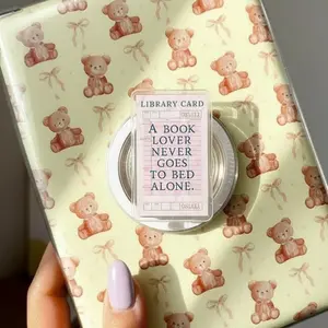 Vintage Library Card Phone Grip, A Book Lover Never Goes To Bed Alone Griptok, Aesthetic Dark Academia Gift, Retro Bibliophile Phone Holder, Cute Bookish Quote Accessory