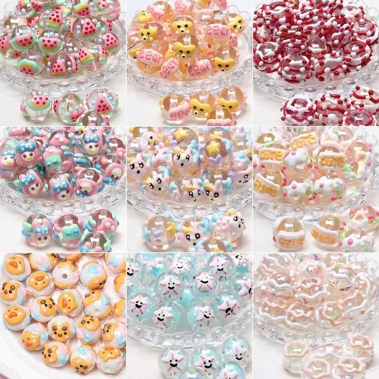 Handmade Acrylic Beads Mix - Round Colored Assorted Bead Charms for Fashion Accessories, Costume Jewelry, Keychains (Live Pack)
