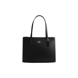 Coach Leather Tote Bag with Magnetic Closure for Women in Black
