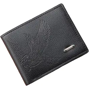 Slim Wallet for Men with  Purse, Minimalist Wallet with Zipper, Bifold Mens Wallets with Credit Card Holder, PU Leather Men's Wallet with  Clip, Carteras Para Hombres (Black E)