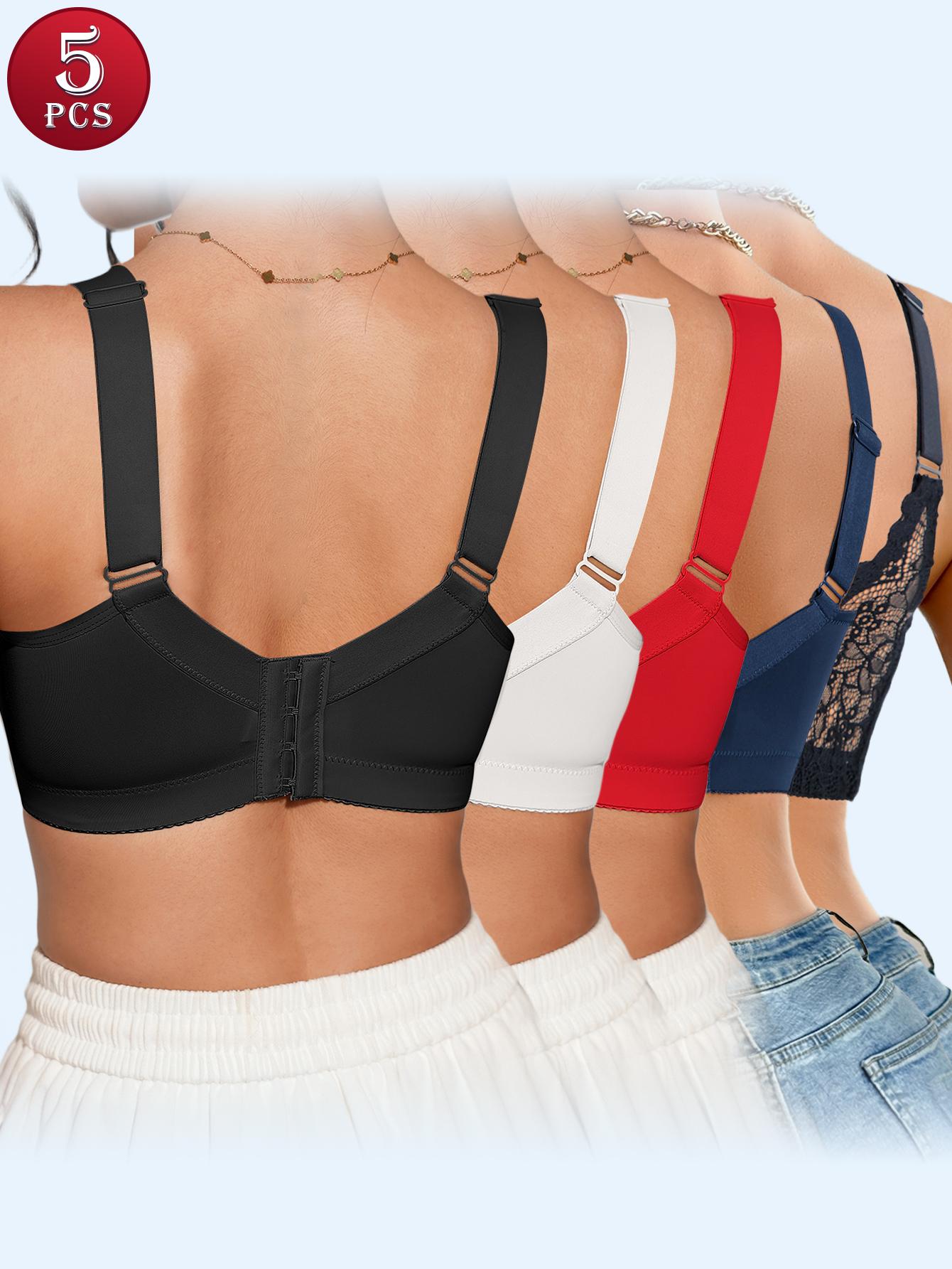Ecomilky 5PCS Women Sexy Lace Comfortable Bra Wide Straps Not Easy To Fall Off Push Up With Comfortable Skin-friendly Fabric Womenswear Elegance push up bra bra bras for women