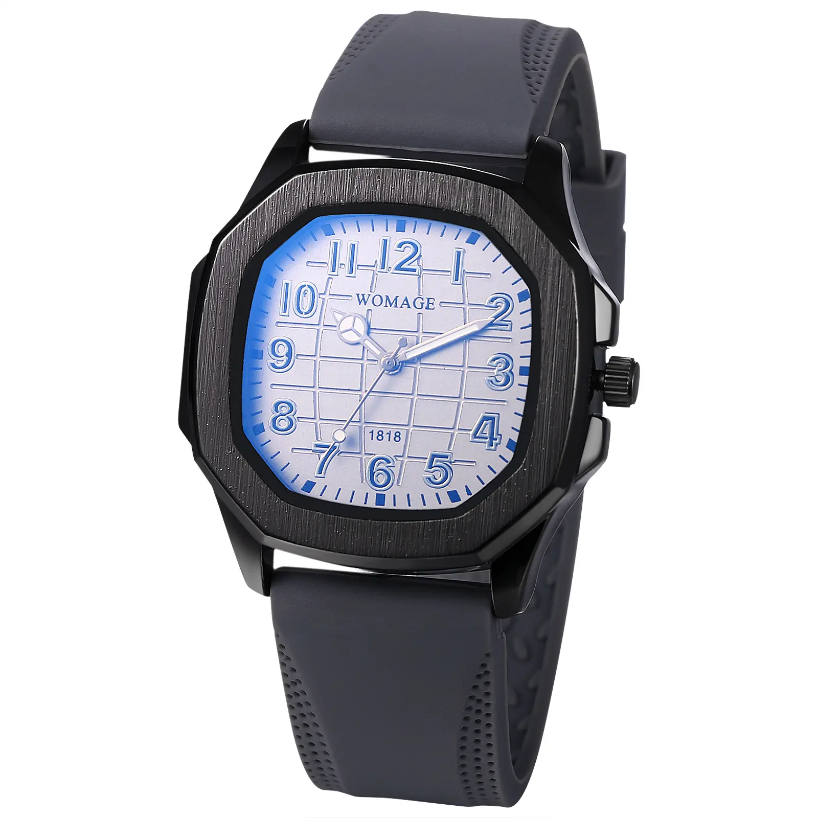 OIDEA Men's Square-Face Quartz Watch - Silicone Analog, Casual Sport Style, Modern Rubber Band, Comfortable Daily Wear, Sports-Themed, Athletic, Sleek, Blacked-Out Wristband Quartz Watch, Sports-Themed Quartz Watches, Wristband Quartz Watches