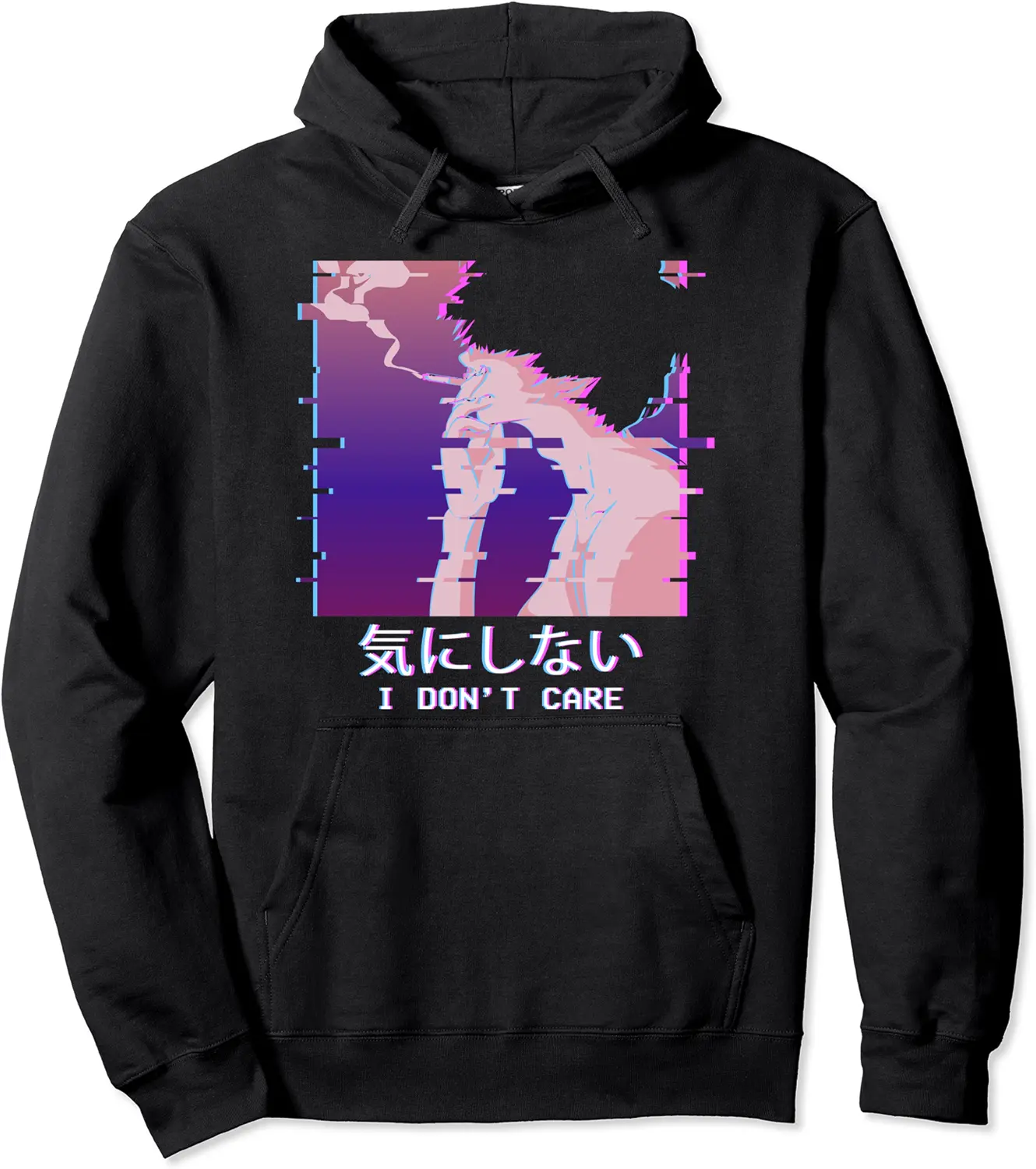 I Don't Care Lofi Anime Boy Vaporwave Eboy Aesthetic Pullover Hoodie - Clydebell Shop 65B09P8N2S31