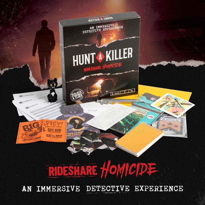 Hunt A Killer: Rideshare Homicide - Solve a Modern Day True Crime, Murder Mystery Games for Adults, Ages 14+, Perfect for fans of Unsolved Mysteries and Cold Cases who love the hunt for a killer