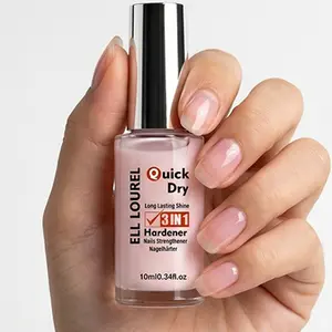 ELL LOUREL New Arrival 3 in 1 Natural Nude Pink Nail Hardener,Quick Dry, Alcohol-Free Formula, Designed to Strengthen and Nourish Thin and Soft Nails, Perfect Gift for Various Holidays, Nail Strengthener to Get Hard Nail Shield. Nail Care Solution