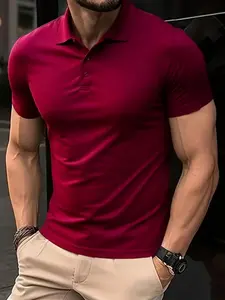 Men's Multicolor Short Sleeve Fitted Polo Shirt, Breathable Quick Dry Anti-Wrinkle, Casual Business Style, Summer Fashion, Daily Wear, Office Commute, Top