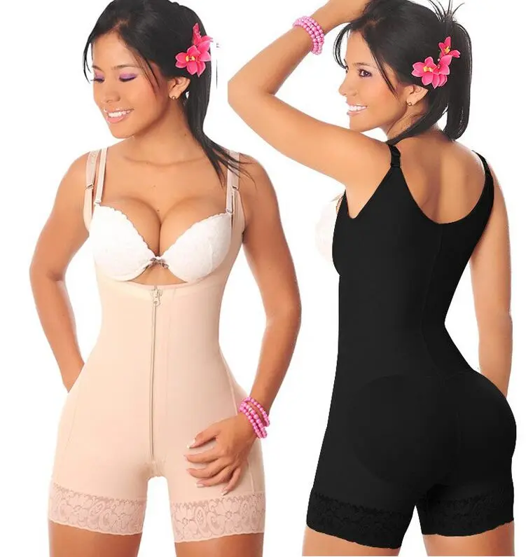Women's High Waist Lady Butt Lifter Shapewear Bodysuit - Seamless Compression Fabric, Tummy Control, Zipper Closure, Basic Everyday Colombian Faja Piece