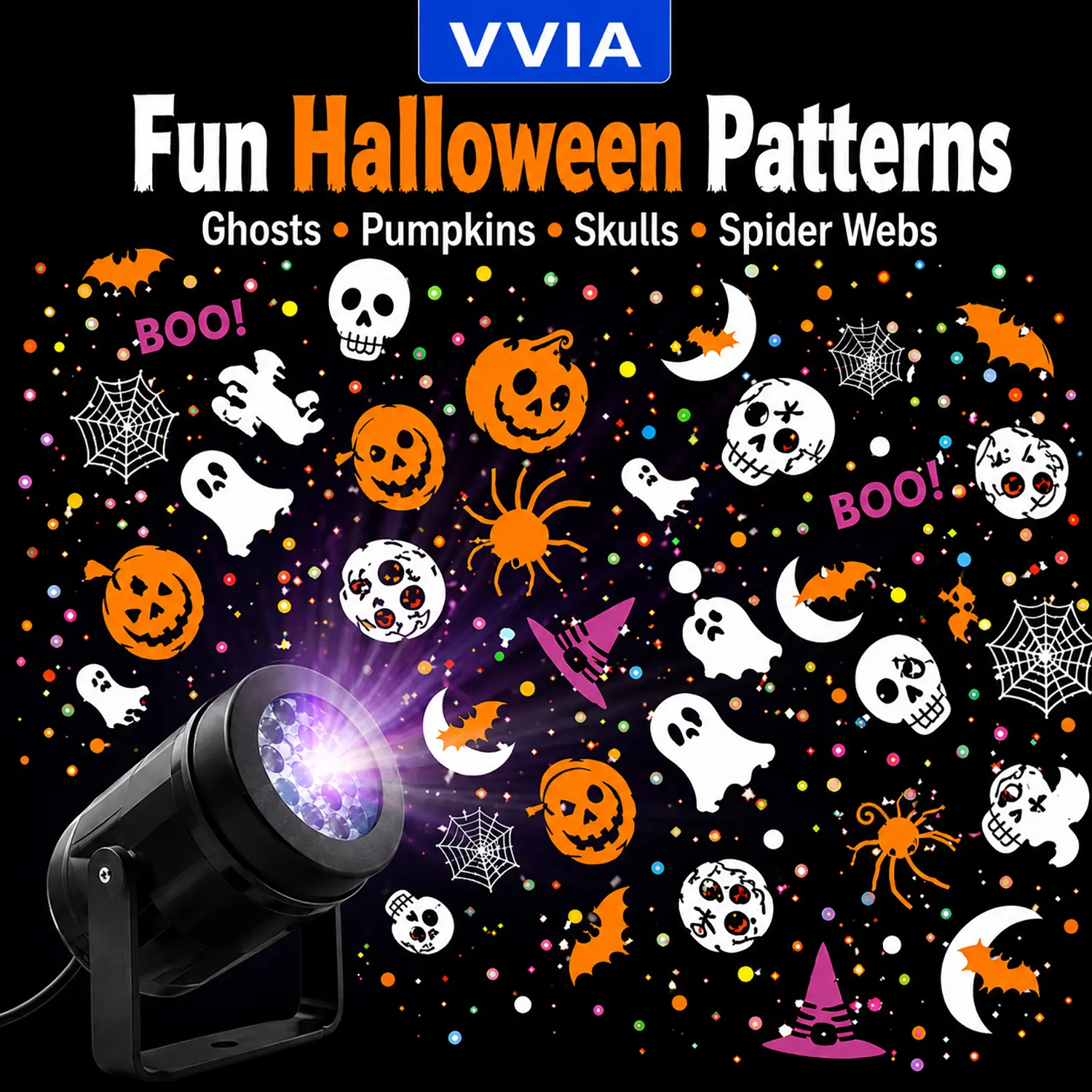 USB Rotating Halloween Projection Light with Spooky Patterns, Universal Electronics Accessory, Kids’ Holiday Gift, Party Decor & Bedroom Night Light