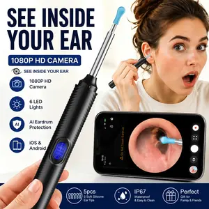 SOFBUNNY Visual Ear Wax Removal Tool - 1080P HD Ear Camera Kit,  Al Eardrum Protection, Waterproof, Compatible with iPhone & Android,8PCS Multi-Pack, Safe for Kids & Adults, Ideal Gift