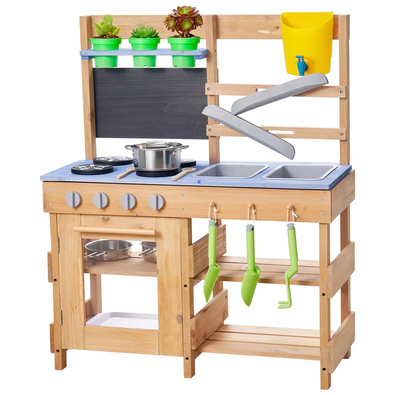 【SummerFinds】VEVOR Mud Kitchen, Outdoor Mud Kitchen for Kids, Wood Outdoor Play Kitchens with Stoves, Hooks, Sinks, Planting Shovels, Spatulas, Handle, Cookware Pots and Accessories, Play with Water and Sand