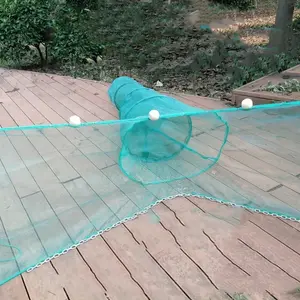 1pc Collapsible Fishing Net Cage for Snakes, Prawns, Crabs, and Fish - Durable Green Fish Friendly Mesh with White Balls, Perfect for Pier