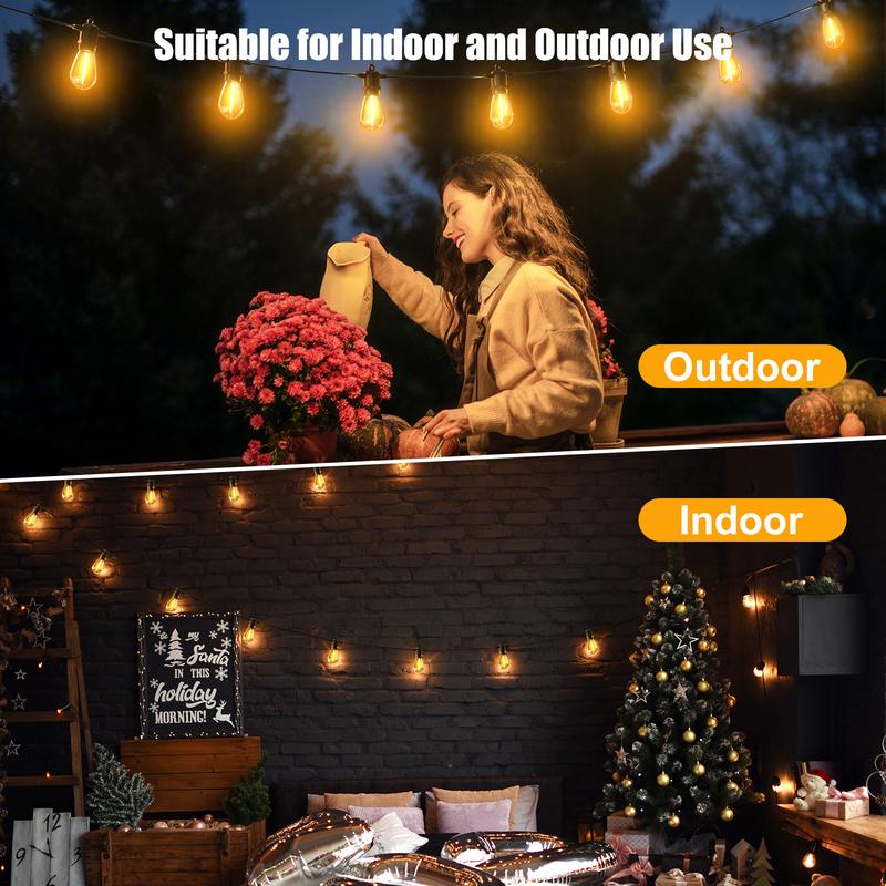 Brightown 100FT Outdoor String Lights LED Patio Lights with 50 Shatterproof ST38 Edison Bulbs Dimmable Waterproof for Backyard Deck Garden Party Xmas Decor