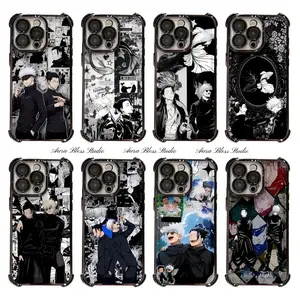 Anime Jujutsu Kaisen Gojo Satoru Geto Suguru Friends Phone Cases For iPhone 17 Promax Air 16 15 14 Pro Max Plus 13 12 11 Black Transparent Electroplate TPU Shockproof Protective Cover Gifts For Birthday Valentine Christmas Thanksgiving Halloween