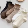 Women's Frill Trim Crew Socks, Casual Basic Low Cut Socks Style for Daily Wear, Women's Socks for All Seasons