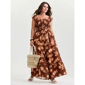 【Summer Turn-Up】BlOOMCHIC Plus Size Tropical Floral Print Cinched-Waist Jumpsuit [M-6X] 2026 Summer Pick for Mother's Day