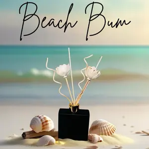 Star’s Shining Gifts Home Diffusers / Beach Bum or Iced Vanilla Woods / Stylish Black or Clear Design with Flowers / 7 ounces Glass Jar
