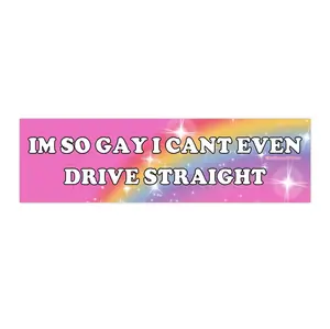 I'm So Gay I Can't Even Drive Straight | Bumper Sticker AND Magnet | Funny Meme Sticker | 8.7'' X 2.7'' | Waterproof Premium Quality