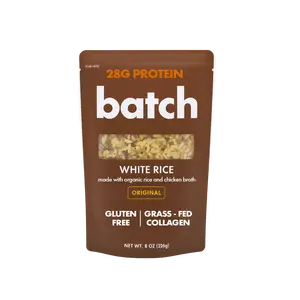 Batch Original White Rice Blend with 28g Protein per Pouch - Organic Ingredients, Grass-Fed Collagen