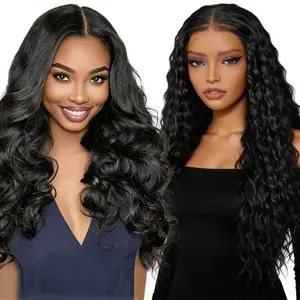 [Blend] Buy 1 Get 1 Free Lace Front Wig | 180% Density, Transparent Lace, Ocean Wave & Body Wave, Blended Human Hair #SummerVibes