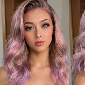 New Release K137509 Lavender blend.  16" ptemium synthetic fibers, 13x4 lace front, 3 combs, 2 straps, 1 removable band, closed wefted.  Heat tolerance 360⁰, 130 density.  Free gift with purchase.  Please return gift with any full refund request.