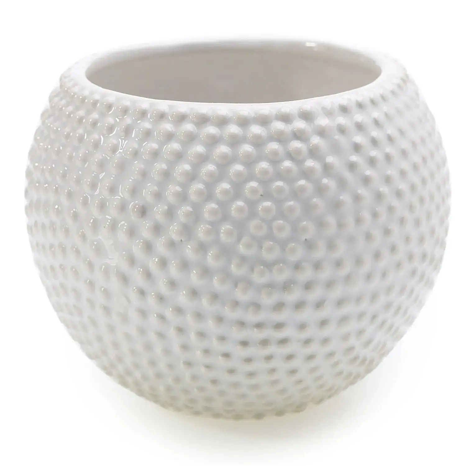 White Glazed Raised Polka Dot Ceramic Flower Pot - Modern Home Decor Pot, Decorative Option for Garden & Home Improvement Use, Home Decor Pots, Modern Plant Pot