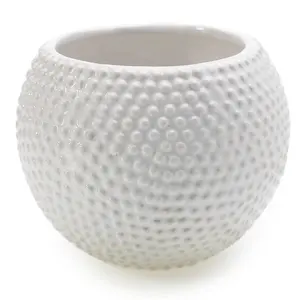 White Glazed Raised Polka Dot Ceramic Spotti Pot