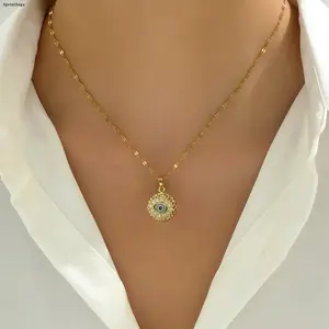 Women's Evil Eye Pendant Necklace - 360-Degree Rotating Zirconia Charm, Adjustable Chain, Protection Jewelry, Funky Unique Accessories, Sports & Outdoor Fan Gift for Daily Wear, Parties