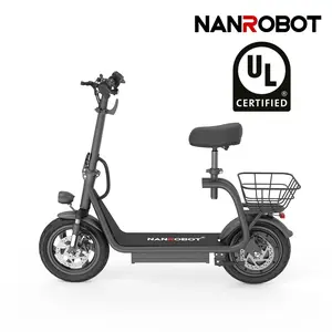 NANROBOT M5 PRO Electric Scooter with Seat and Basket 750W Powerful Motor Up to 25 Miles Range | 12" Pneumatic Tire