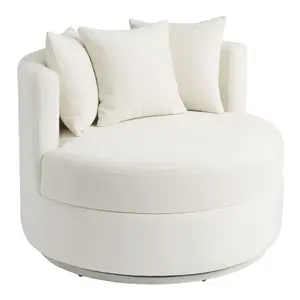 Rico Oversized Upholstered Swivel Chair  Textured Ivory