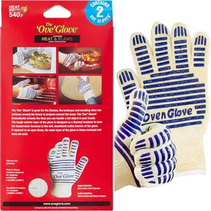 The 'Ove' Glove - Superior Heat & Flame Hand Protection - 2 Pack Gloves with Non-Slip Feature and Heat Resistant Material