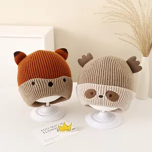 2026 black ear protection hat new knitted autumn men's and women's yarn baby hats diverse
