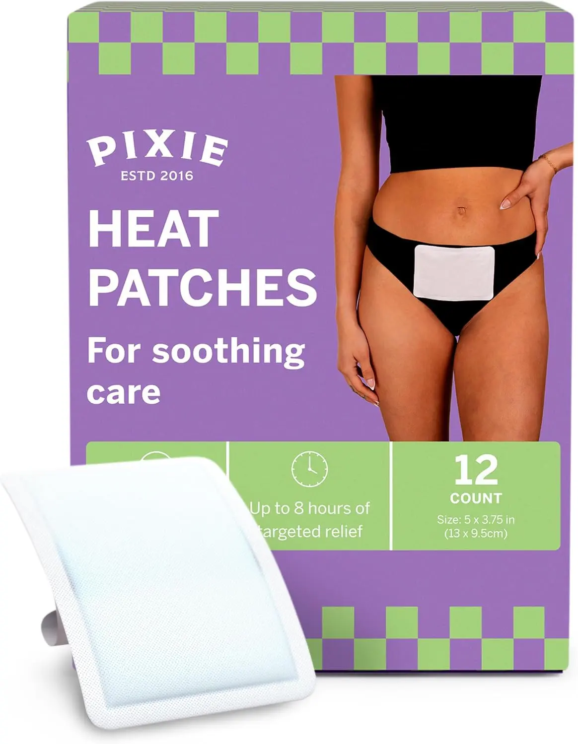 Pixie Disposable Heat Patches – Up to 8 Hours of Warming Comfort – Air-Activated Body Warmers – Slim, Discreet External Heat Pads (12 Count)