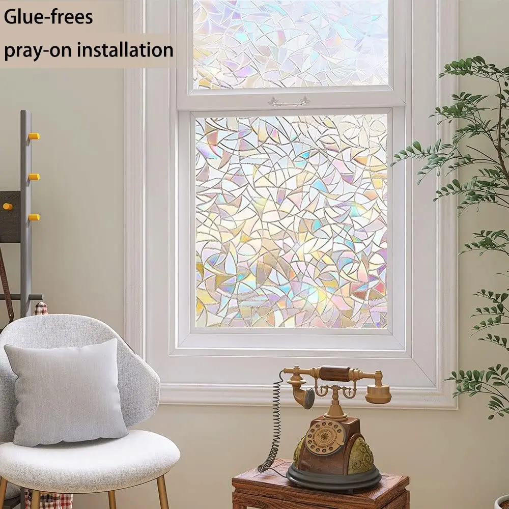 Privacy Protection Decorative Window Film Roll, DIY Static Adhesive, Colorful Non-Transparent Sunscreen, Non-Sticky Peelable, Suitable for Windows Living Room Office Home Decor, Window Privacy Films