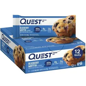 Quest Protein Bar, 20g Protein, Blueberry Muffin, Gluten Free, 12 Count