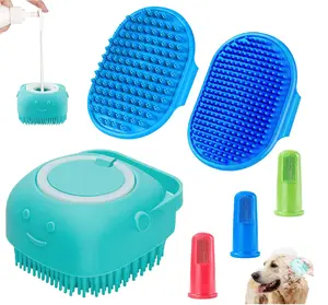 Adjustable Handle Pet Shampoo Brush & Scrubber for Short & Long Haired Dogs & Cats