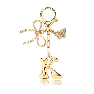Letter Butterfly Keychain Pendant Simple Fashion Love English Letter Metal Bag Accessory